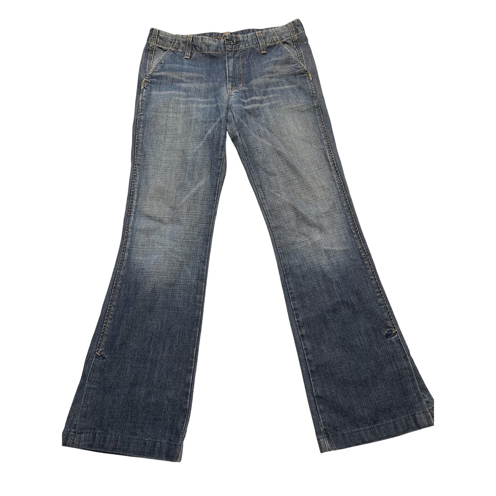 7 For All Mankind Jeans Womens 29 Blue Made in USA Trouser Wide Leg Zip Hem